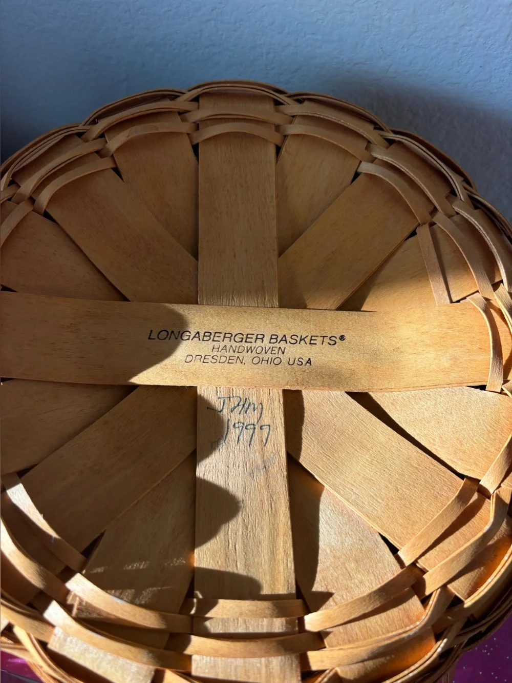 Vintage 1999 Longaberger Large Darning Basket w/ 2 Different Plastic Protectors